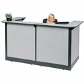 Interion By Global Industrial Interion U-Shaped Reception Station With Raceway, 88inW x 44inD x 46inH, Gray Counter, Gray Panel 249008NGG